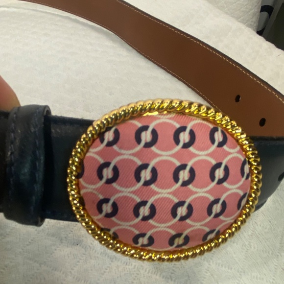 Vineyard Vines Navy Leather Silk Knots Buckle Small - Picture 2 of 7